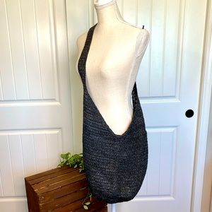 Straw Messenger Slouch Black Hobo bag